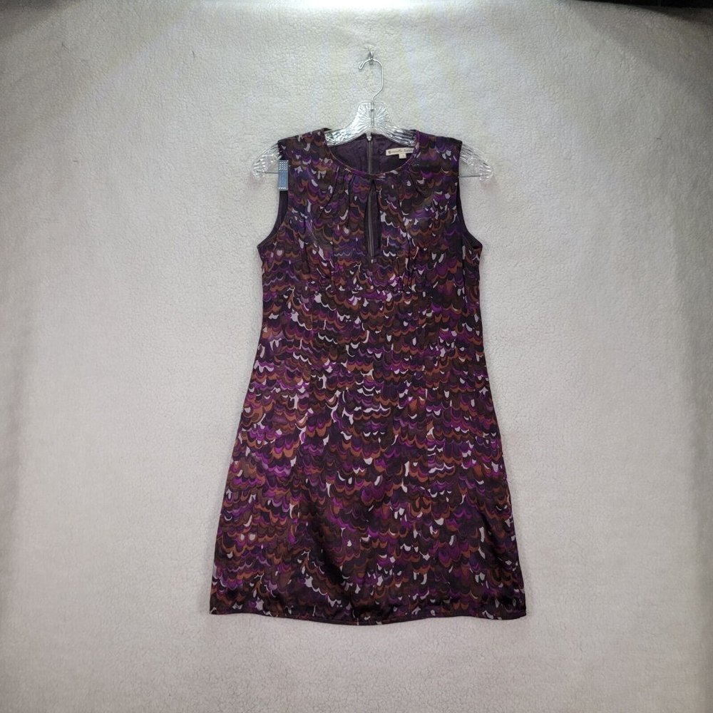 Nanette Lepore Purple Silk Multicolor Polka Dot Key Hole Abstract Style Shift - Picture 2 of 12